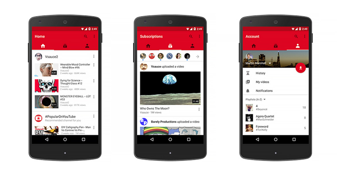 YouTube mobile app gets a facelift with three new tabs