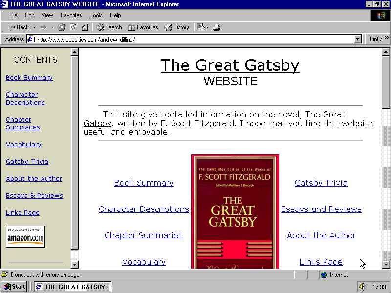 picture of Informative, easy to use website about The Great Gatsby
