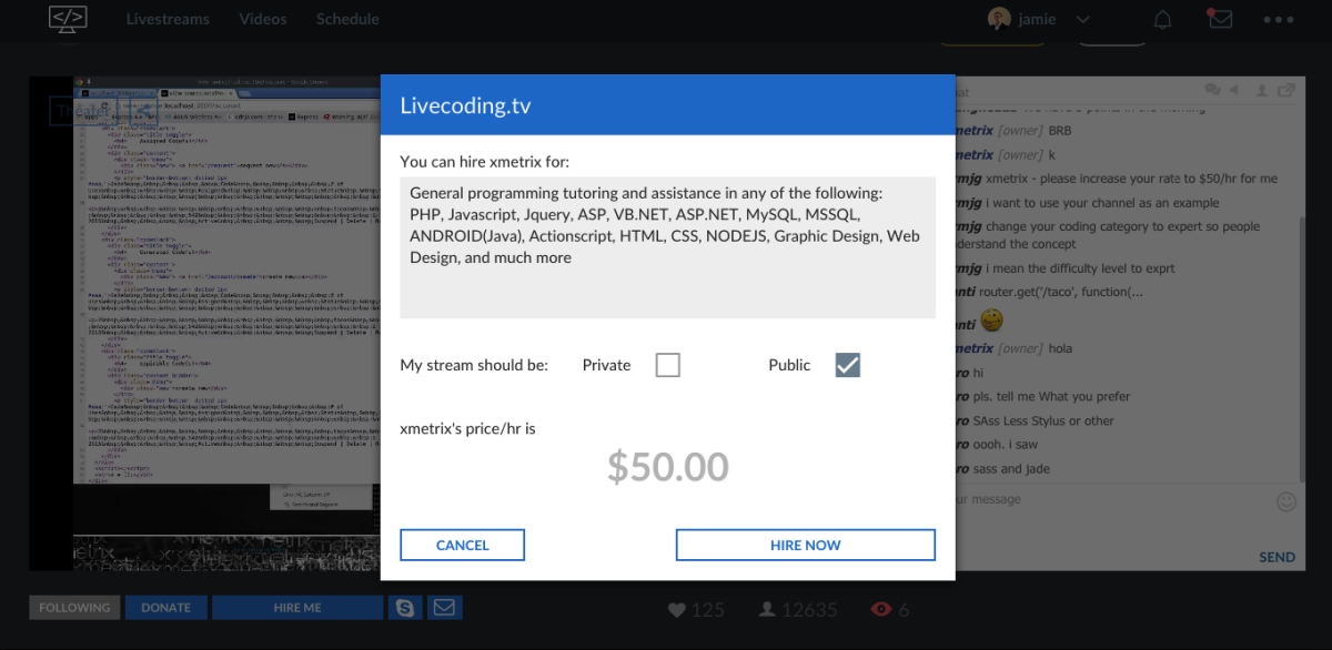 Live Coding now lets you hire a developer and watch them work in real-time