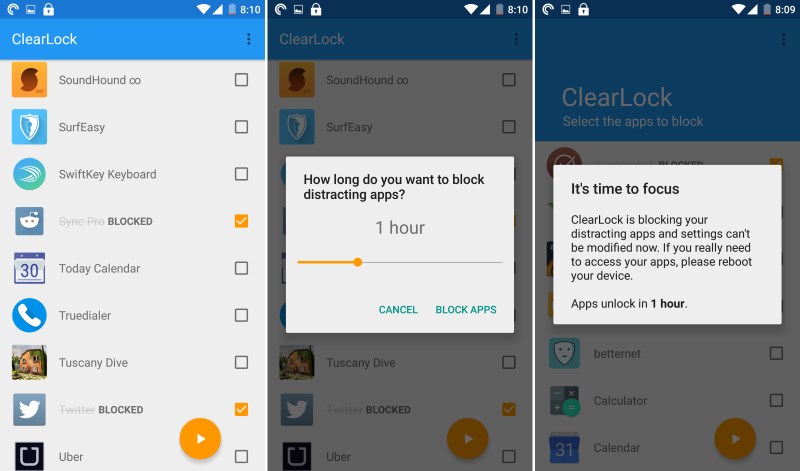 ClearLock lets you disable time-wasting apps for anywhere between 10 minutes and three hours