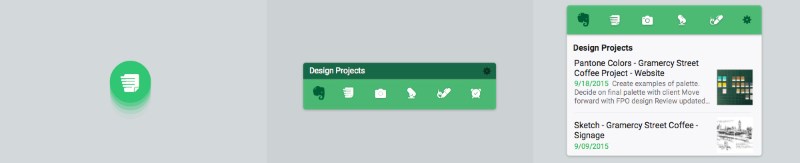 Evernote's new action widget, action bar and list widget