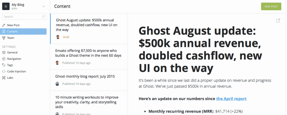 Ghost’s blog platform finally got a big design upgrade