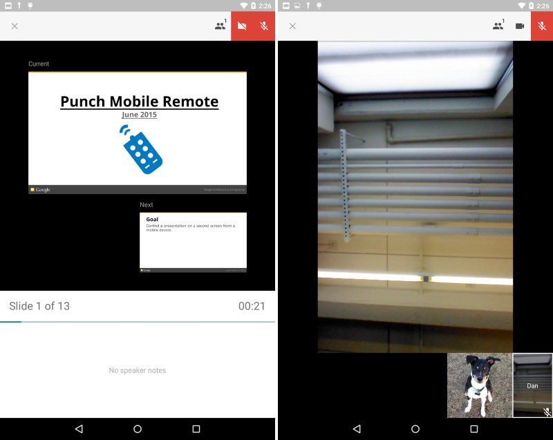 You can now switch to video while presenting to a group in Hangouts