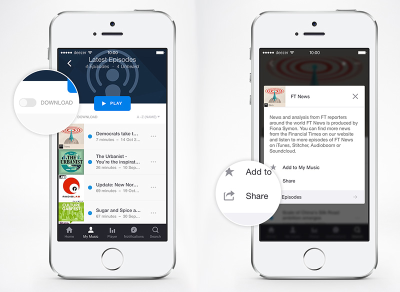 Deezer now lets you download shows to play offline and share podcasts with friends