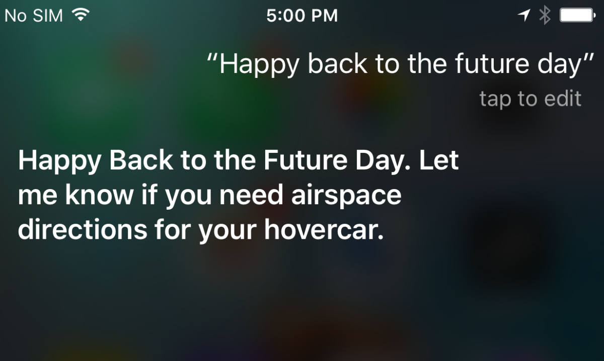 Siri knows all about Back to the Future Day