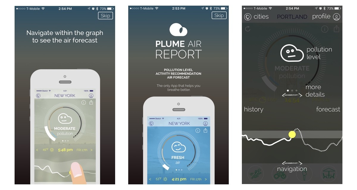 Plume for iOS and Android reports air quality and tells you how long you can stay outside