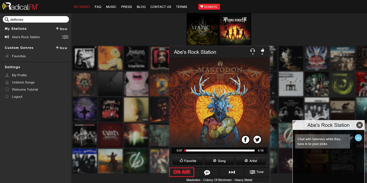 Radical.fm now lets you broadcast tunes and chat with listeners on your own station
