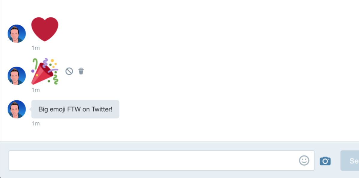Twitter adds giant emoji to Direct Messages