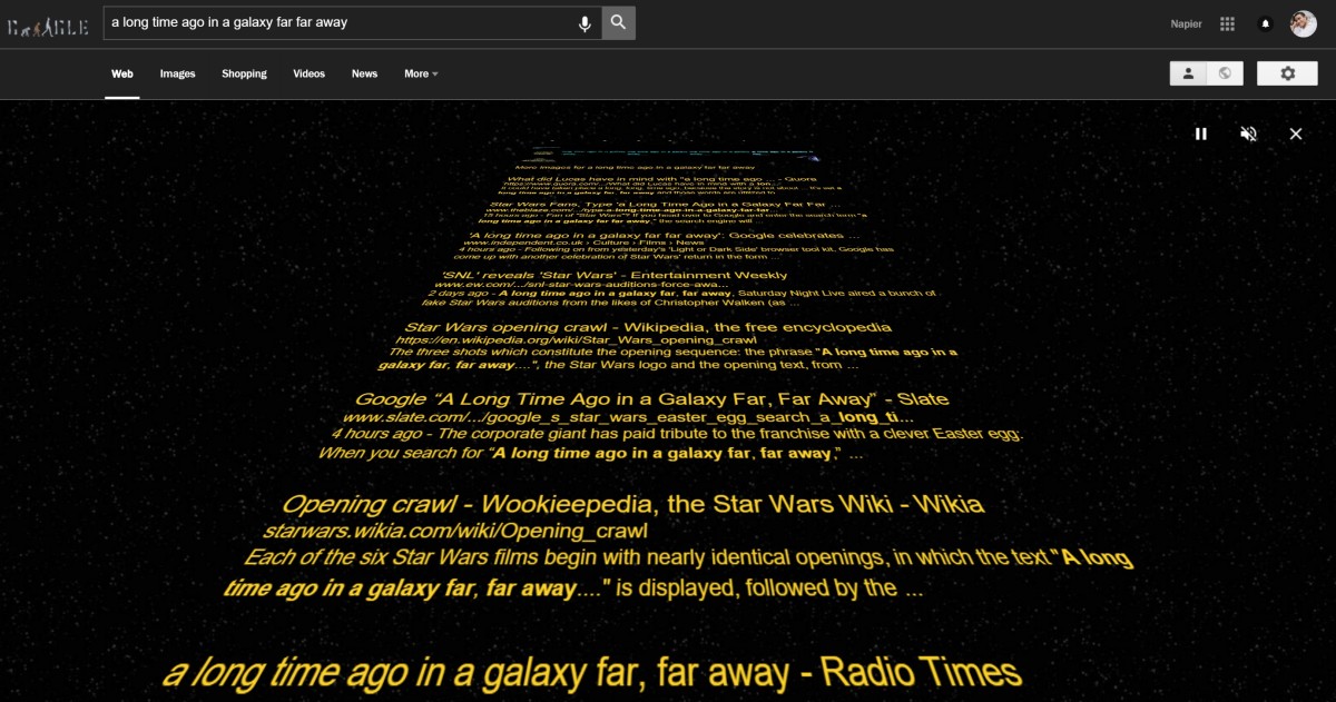 Google Search has a hidden Star Wars easter egg