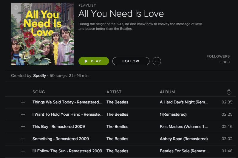 Spotify has already remixed the Beatles catalogue into 7 playlists