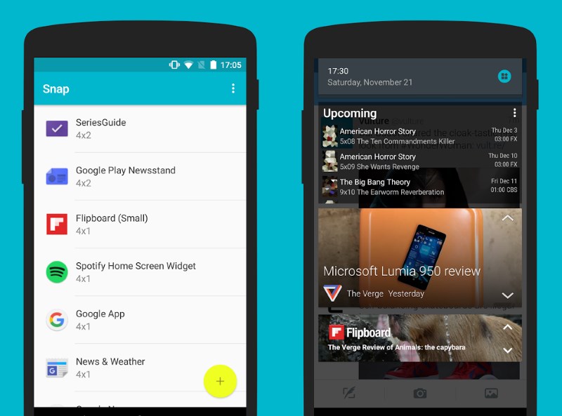 Snap lets you access widgets from a section of your notifcation bar, no matter which app you're currently using