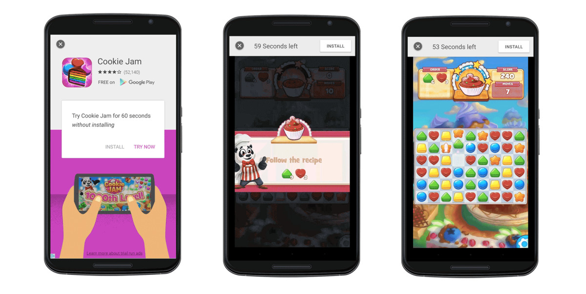 Google’s new mobile ad format lets you try an app for 60 seconds without downloading it