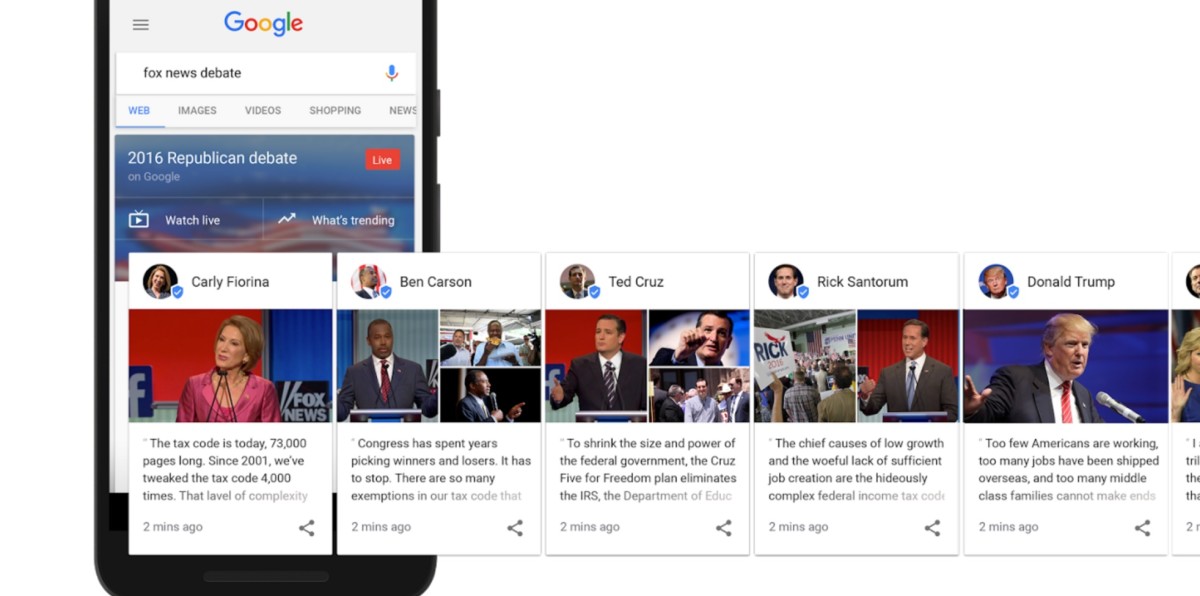 Google can now help you fact-check candidates during debates with their own past quotes