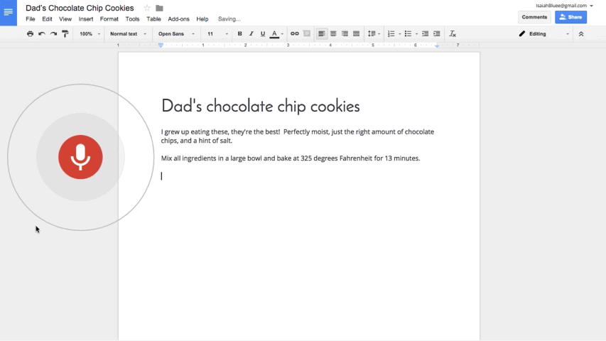 Google now supports voice commands for Docs