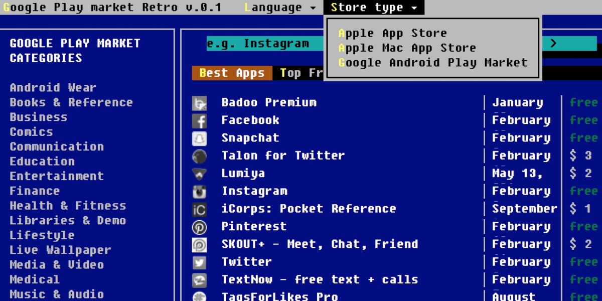 Use Apple’s App Store and Google Play like they would have looked in the 1980s