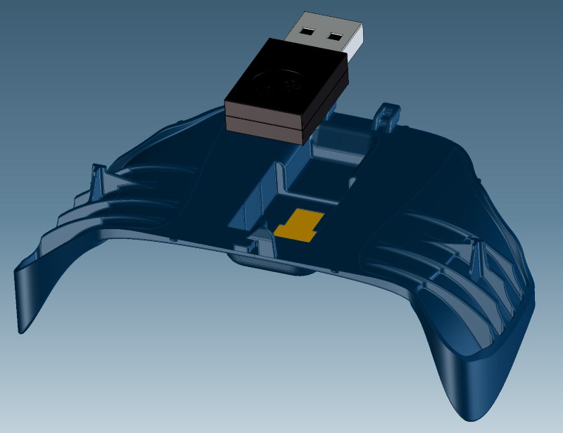 An alternative version of the Steam Controller's battery door lets you stow away its USB wireless dongle