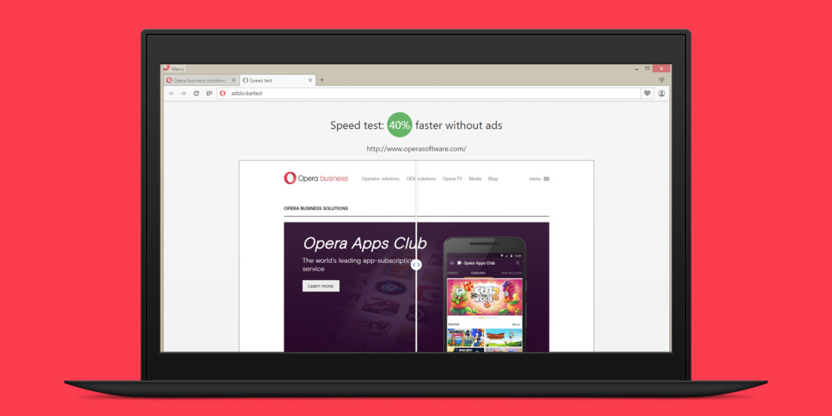 Opera’s browser has a built-in adblocker that works better than extensions