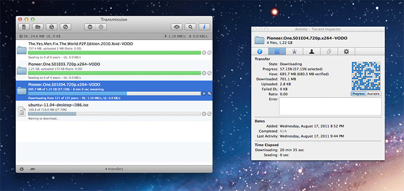Transmission is a popular BitTorrent client for Mac
