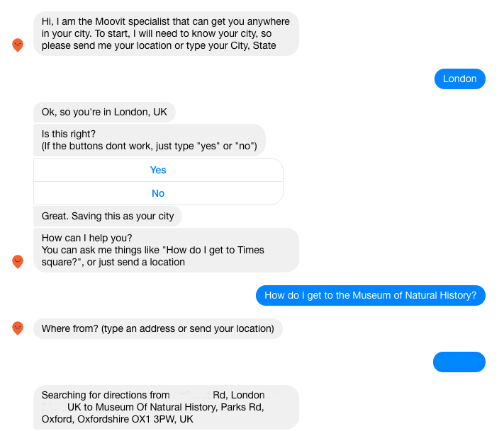 photo of Moovit’s new Facebook chatbot for transport proves v0 is not going to be good image