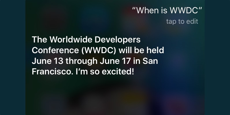 Siri spills the beans: WWDC will take place June 13 through 17 [Update]