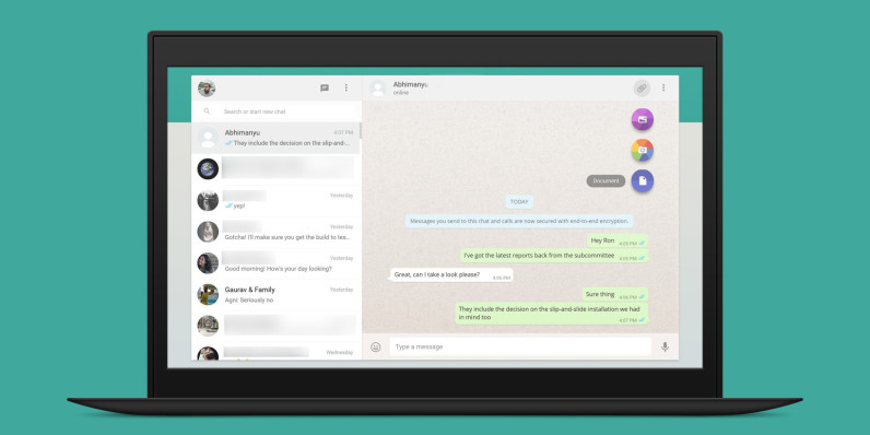 WhatsApp’s Web client now lets you share documents