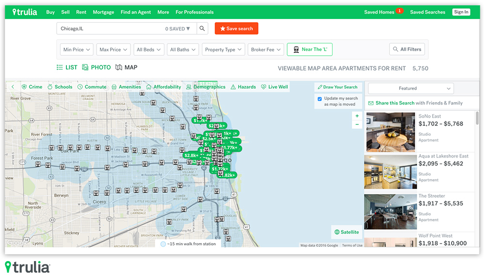Trulia Rent Near Transit Chicago