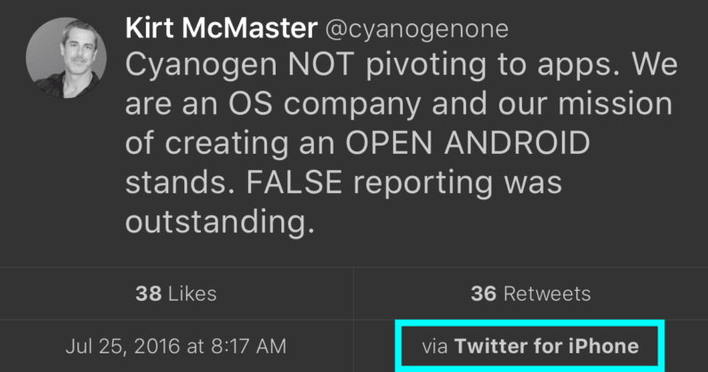 photo of The guy trying to demolish Android with Cyanogen uses an iPhone image