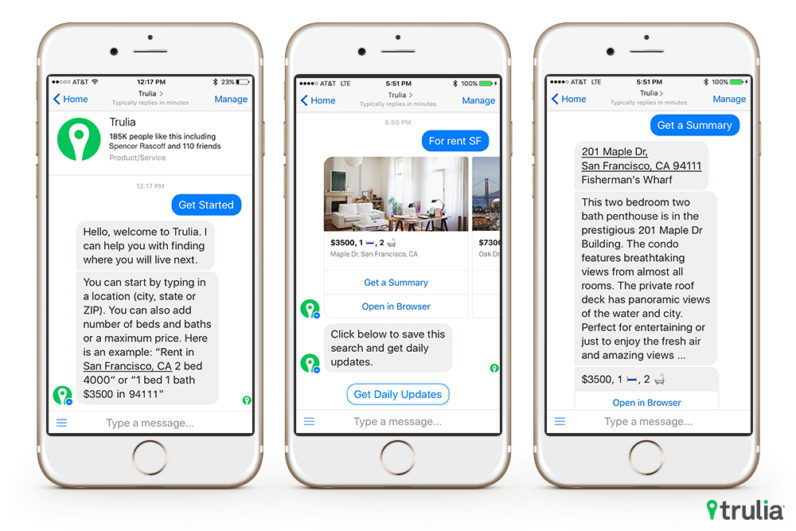 Trulia’s new Facebook Messenger bot helps find you a place to live