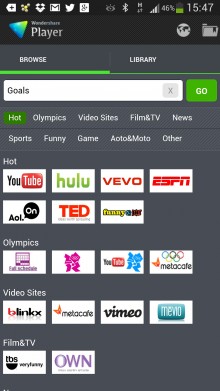Wondershare video player app browse