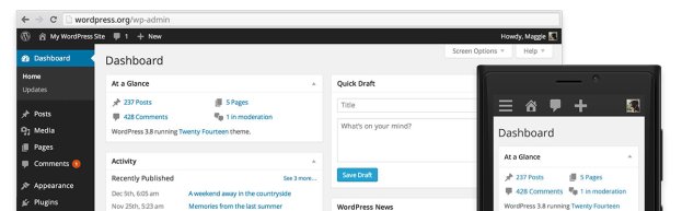 overview WordPress 3.8 arrives with redesigned dashboard, new theme and widget screens, vector based icons, and more