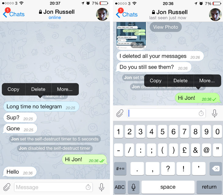 Telegram Lets iOS and Android users Delete Individual Chat ...