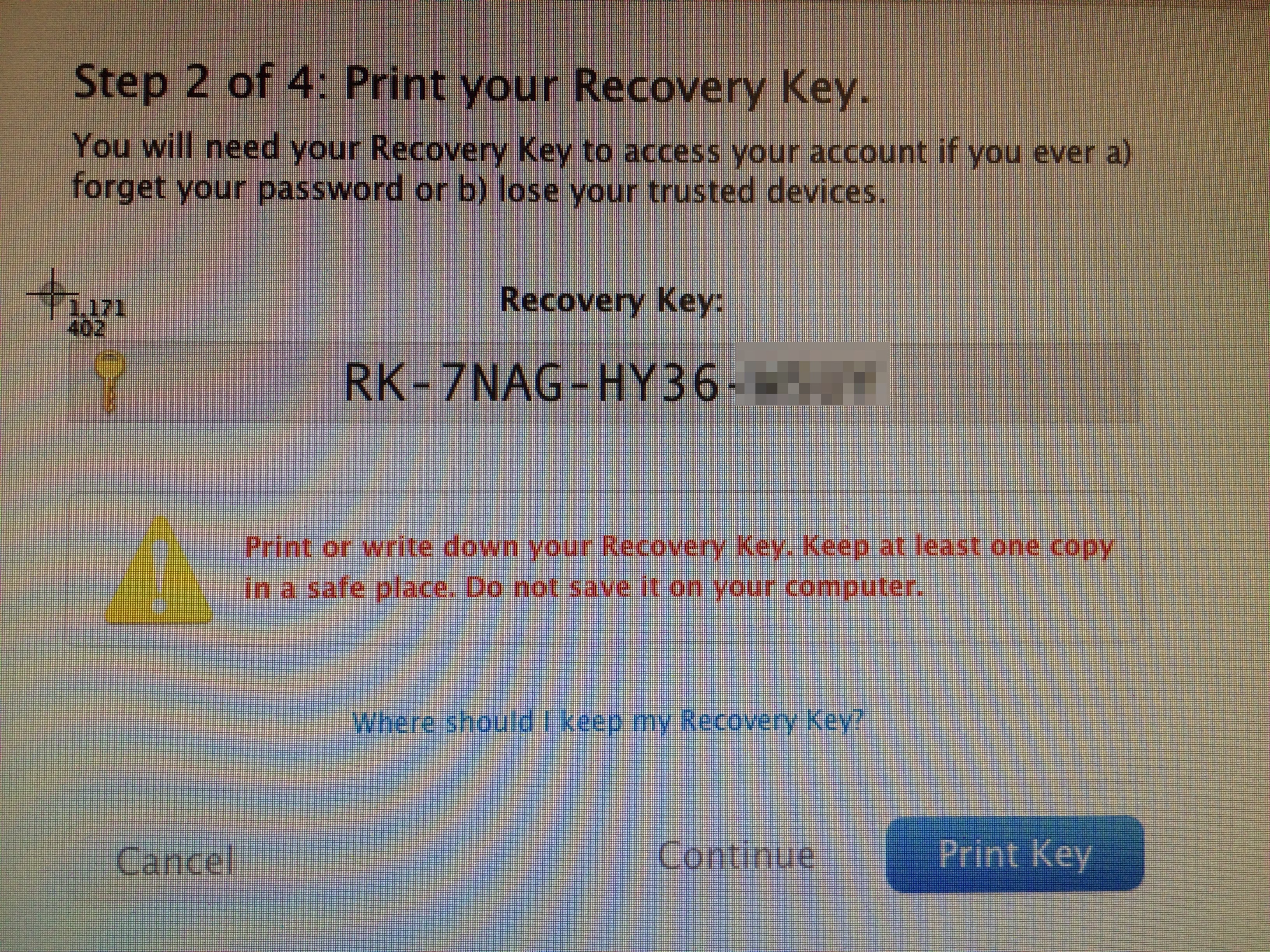 how do i get a recovery key for mac