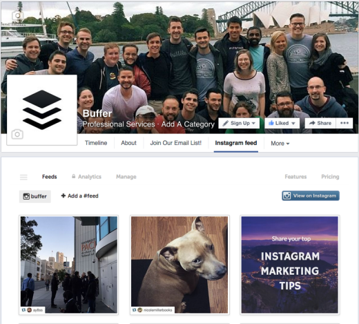 Facebook-page-with-Instagram-feed