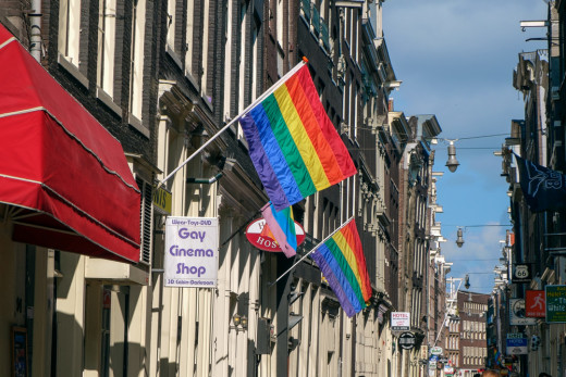 Gay flag in Amsterdam street