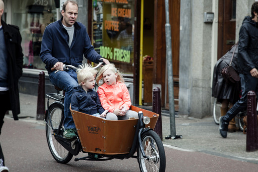 Kids inside a bike in Amsterdam