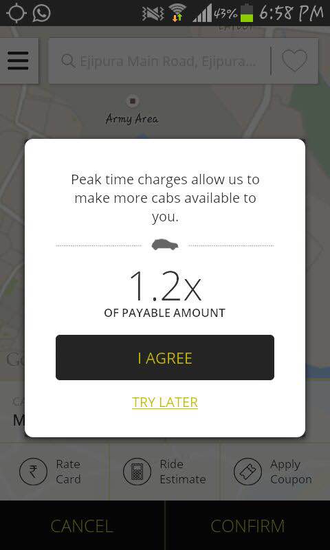It's not just Uber; Ola, an Indian cab service, also applies surge pricing