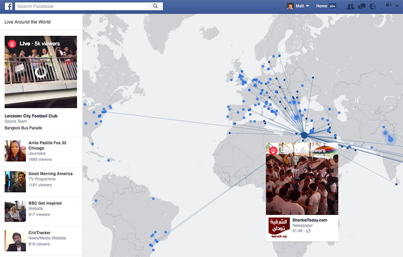 Facebook's interactive map makes it easy to find live streams from around the globe