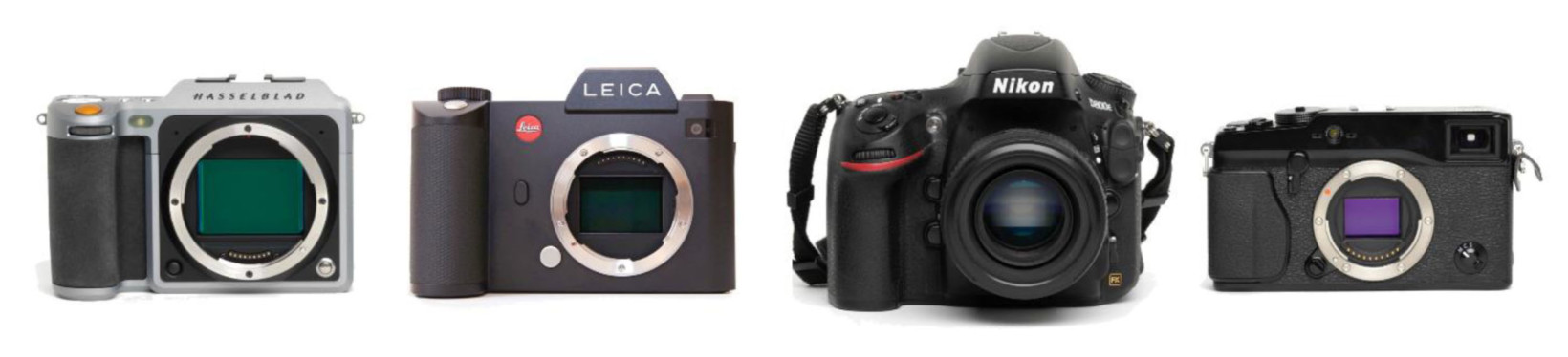 X1D, Leica SL, Nikon D800E, Fuji X-Pro 1