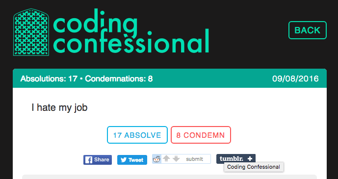 Coding Confessional is the place to go if you hate your programming job