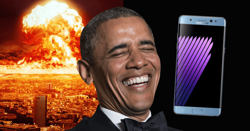 Obama pokes fun at Samsung’s fire-bursting Galaxy Note 7
