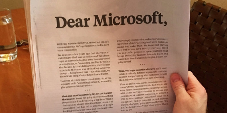 Slack sounds scared as hell in its open letter to Microsoft