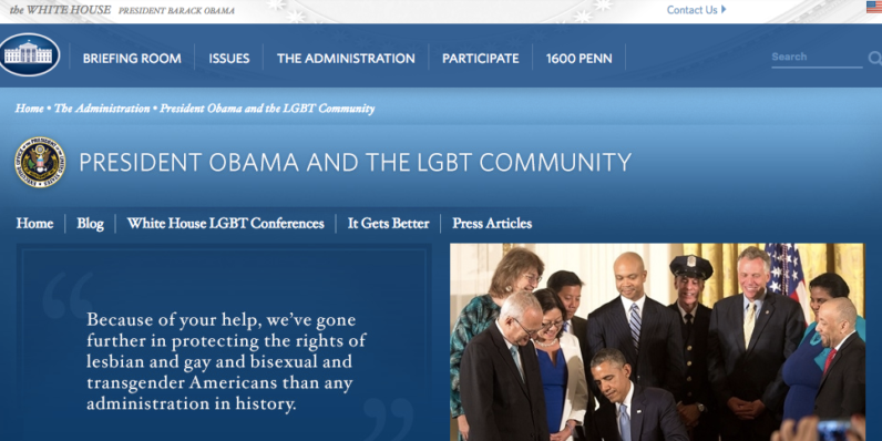The White House’s climate change and LGBT rights pages have disappeared
